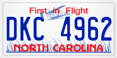 NC license plate DKC4962