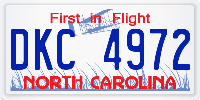 NC license plate DKC4972