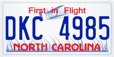 NC license plate DKC4985