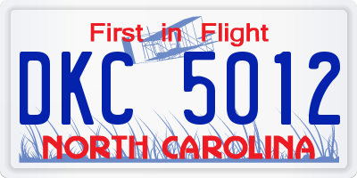 NC license plate DKC5012