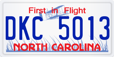 NC license plate DKC5013