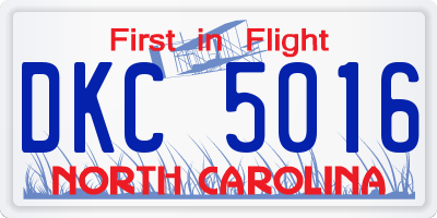 NC license plate DKC5016