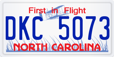 NC license plate DKC5073