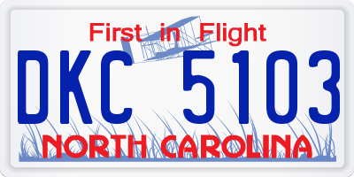 NC license plate DKC5103