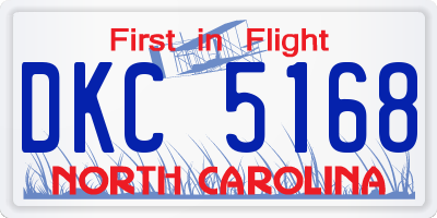 NC license plate DKC5168