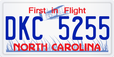 NC license plate DKC5255