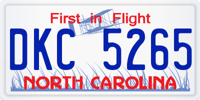 NC license plate DKC5265