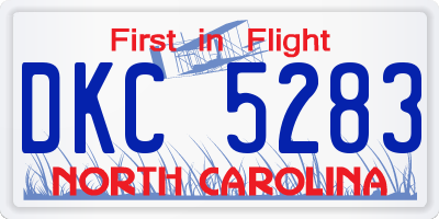 NC license plate DKC5283