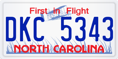 NC license plate DKC5343
