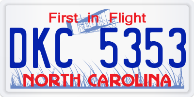 NC license plate DKC5353