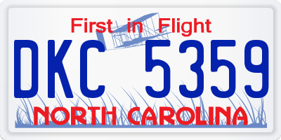 NC license plate DKC5359