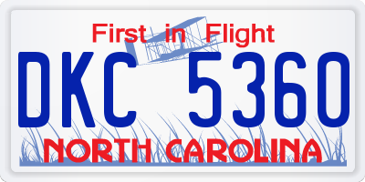 NC license plate DKC5360