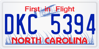 NC license plate DKC5394