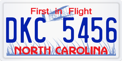 NC license plate DKC5456