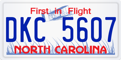 NC license plate DKC5607