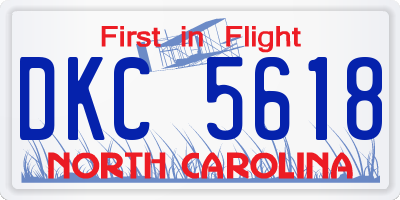 NC license plate DKC5618