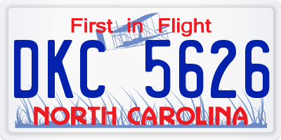 NC license plate DKC5626