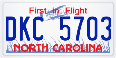 NC license plate DKC5703