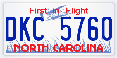 NC license plate DKC5760