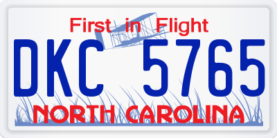 NC license plate DKC5765