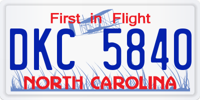 NC license plate DKC5840
