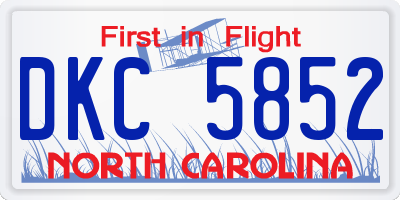 NC license plate DKC5852
