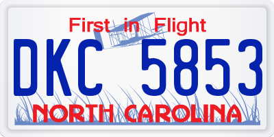 NC license plate DKC5853
