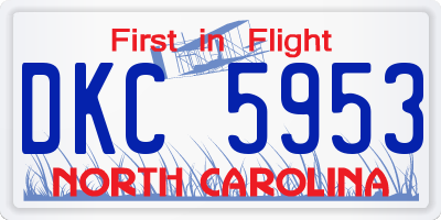 NC license plate DKC5953