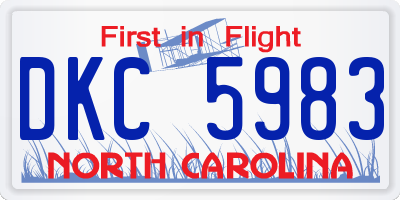 NC license plate DKC5983