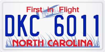 NC license plate DKC6011