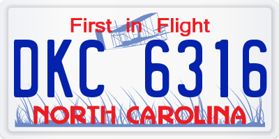 NC license plate DKC6316