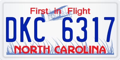 NC license plate DKC6317