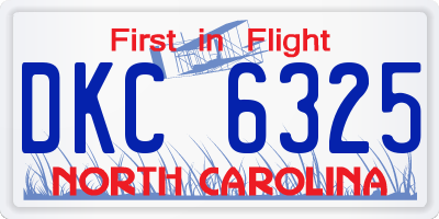 NC license plate DKC6325
