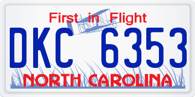NC license plate DKC6353