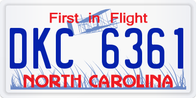 NC license plate DKC6361