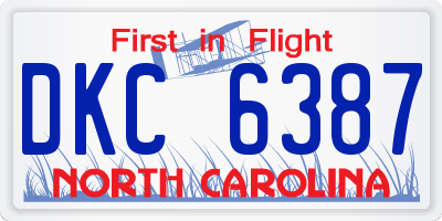 NC license plate DKC6387