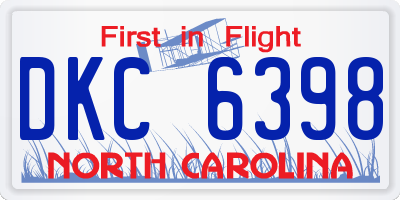NC license plate DKC6398