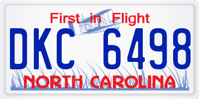 NC license plate DKC6498