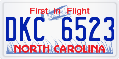 NC license plate DKC6523