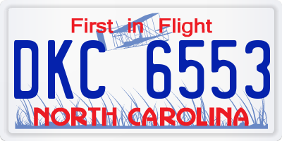 NC license plate DKC6553