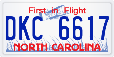 NC license plate DKC6617