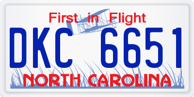 NC license plate DKC6651