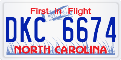 NC license plate DKC6674