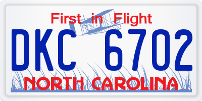 NC license plate DKC6702