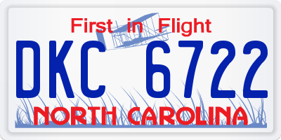 NC license plate DKC6722