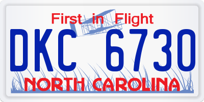 NC license plate DKC6730