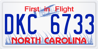 NC license plate DKC6733