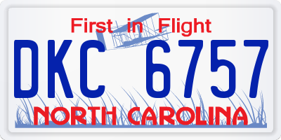 NC license plate DKC6757