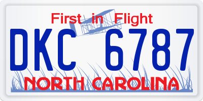 NC license plate DKC6787