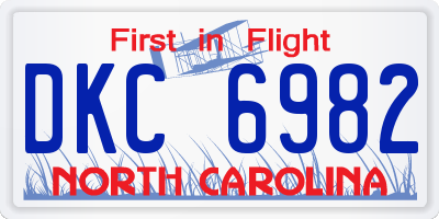 NC license plate DKC6982